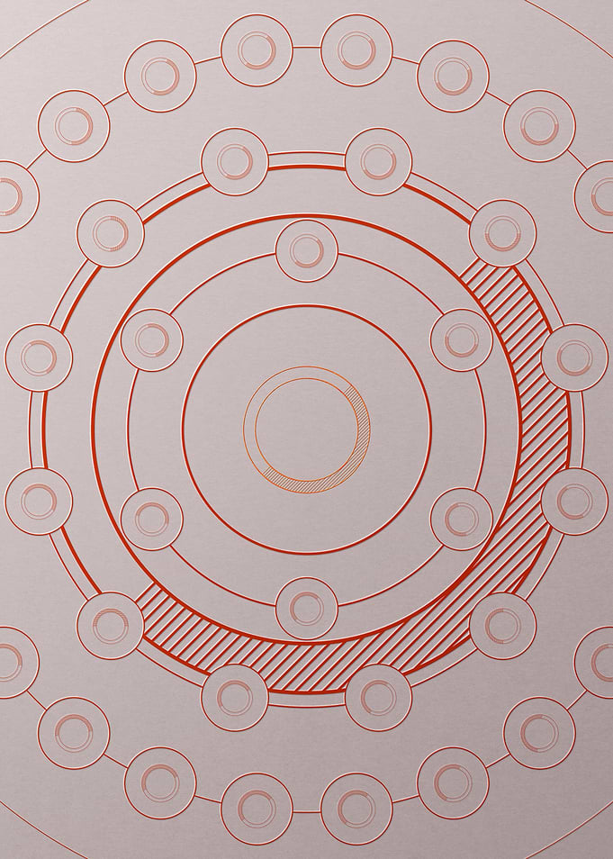 Red Geometric Glyph Poster