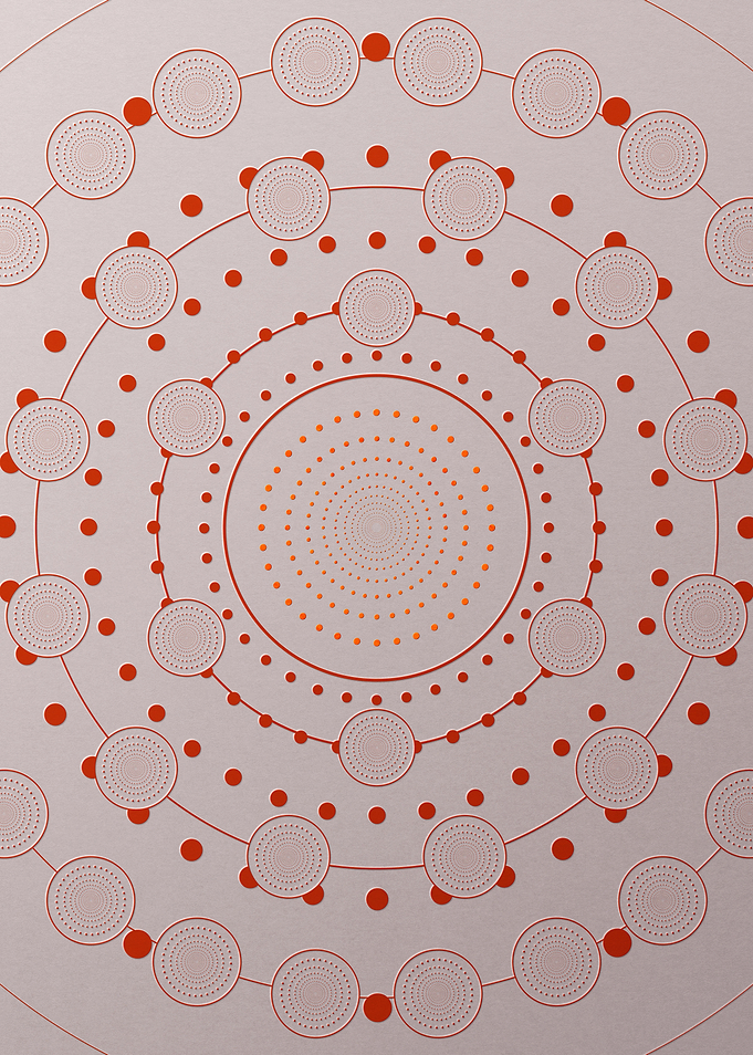 Red Glyph Mandala Rune Art