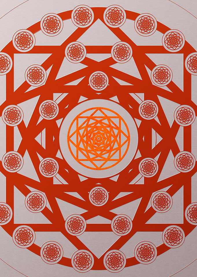 Red Geometric Glyph Poster