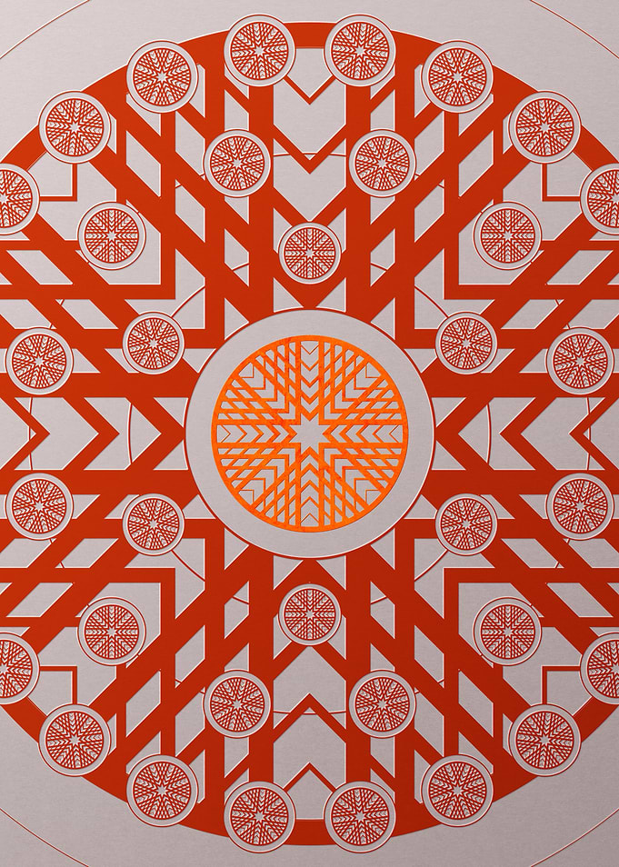 Red Geometric Glyph Poster