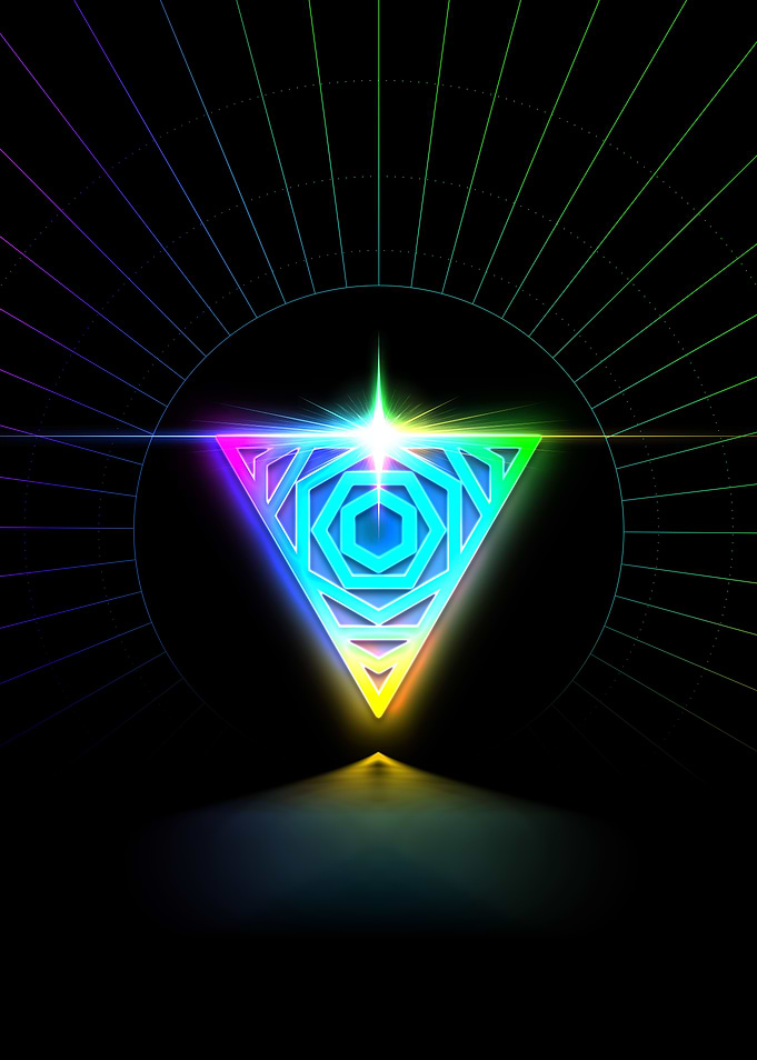 Neon Geometric Glyph Sign