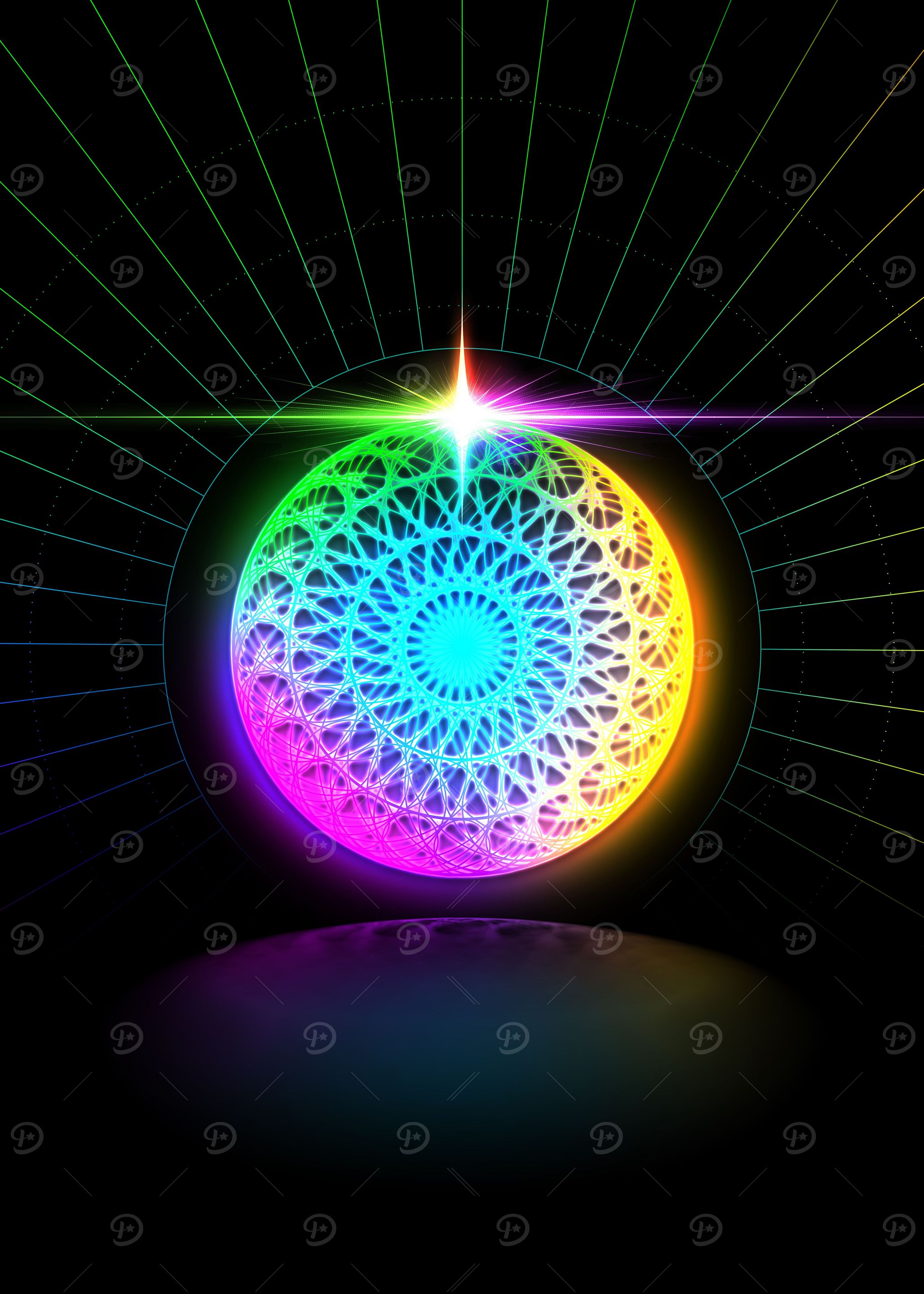 Neon Sacred Geometry Glyph