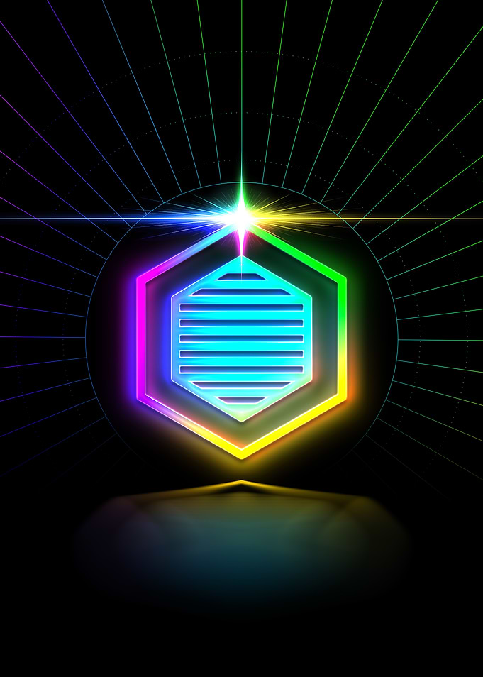 Neon Geometric Glyph Sign