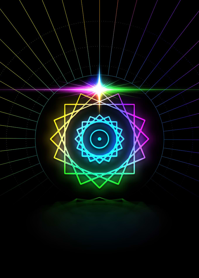 Neon Geometric Glyph Sign