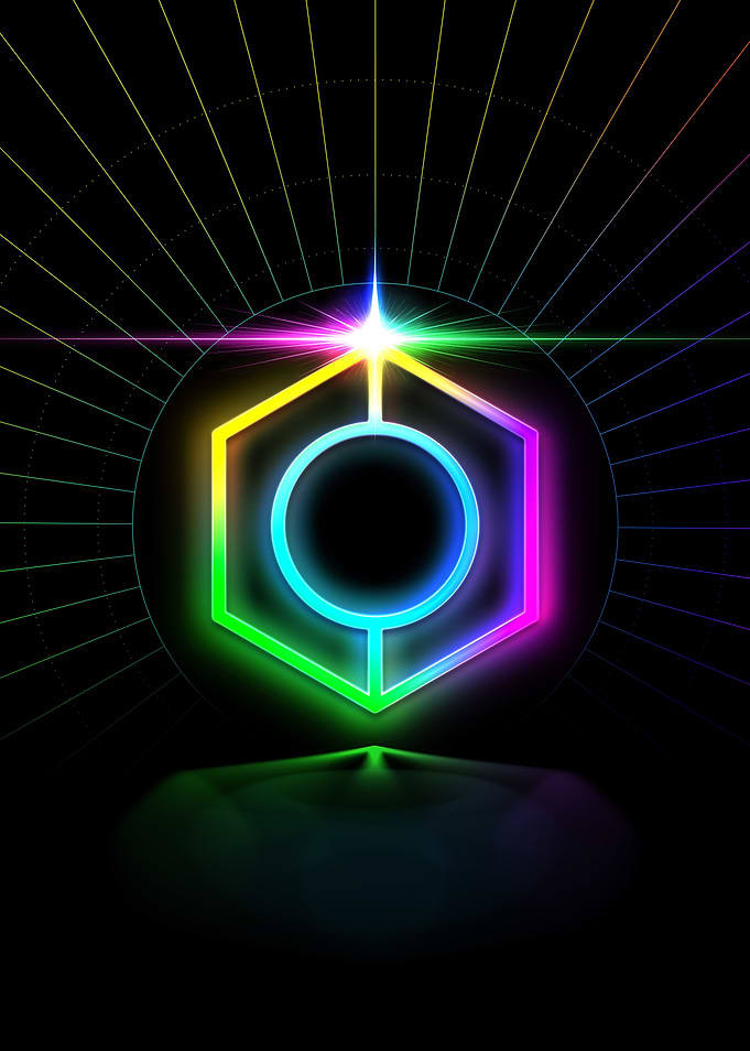 Neon Geometric Glyph Sign