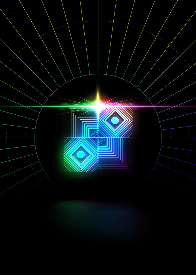 Neon Geometric Glyph Sign