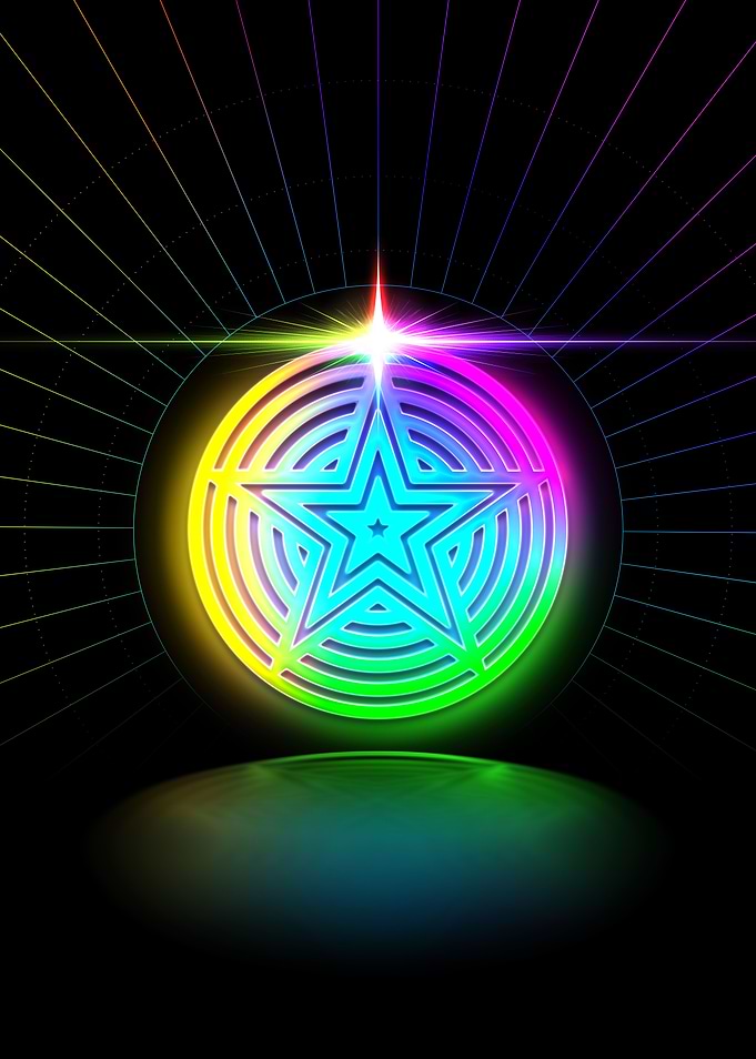 Neon Geometric Glyph Sign