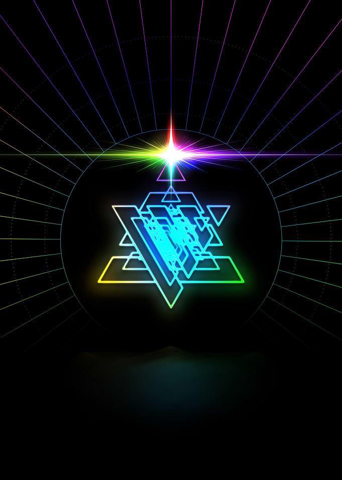 Neon Geometric Glyph Sign