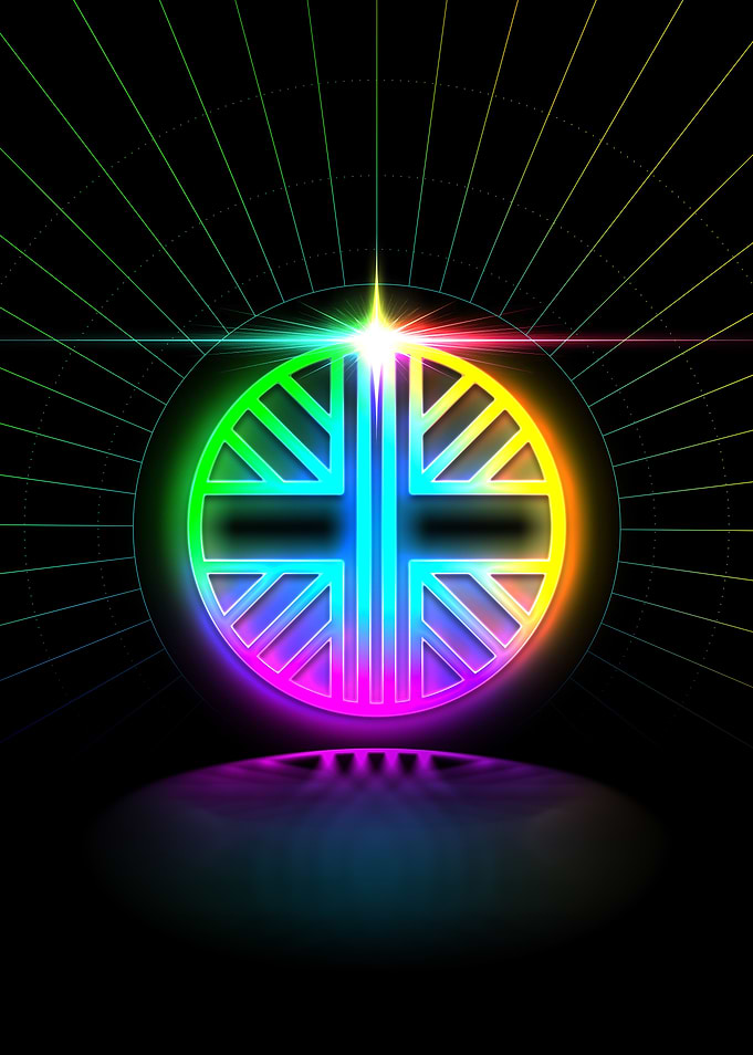 Neon Geometric Glyph Sign