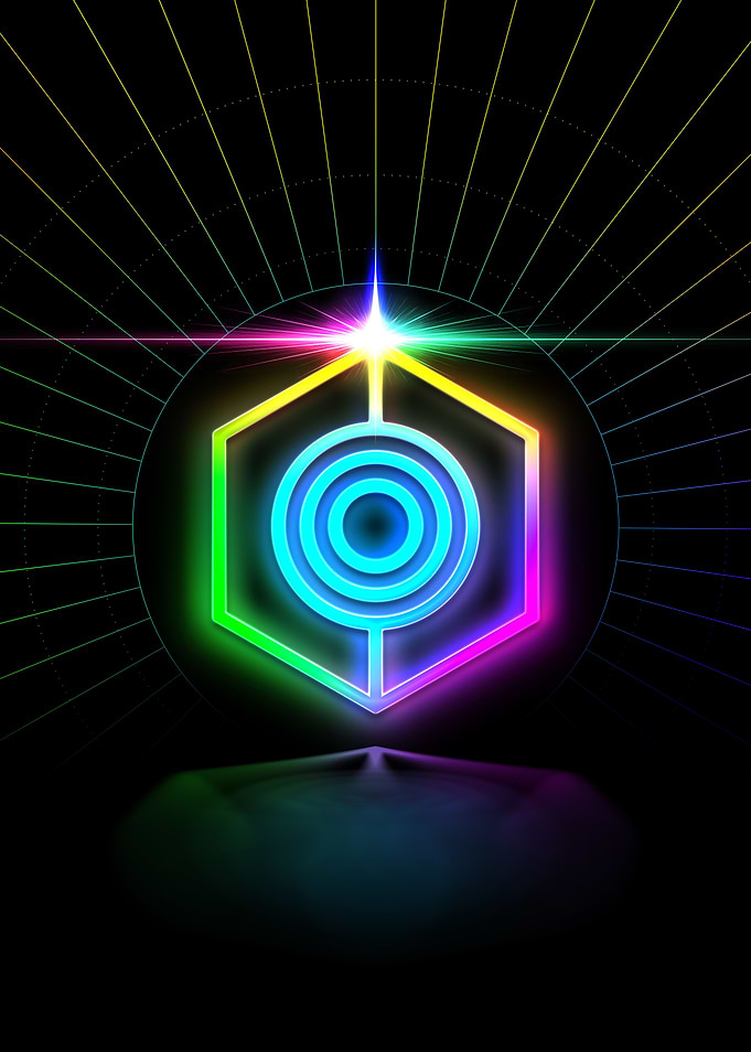 Neon Geometric Glyph Sign