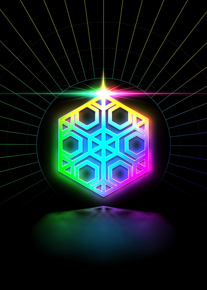Neon Geometric Glyph Sign