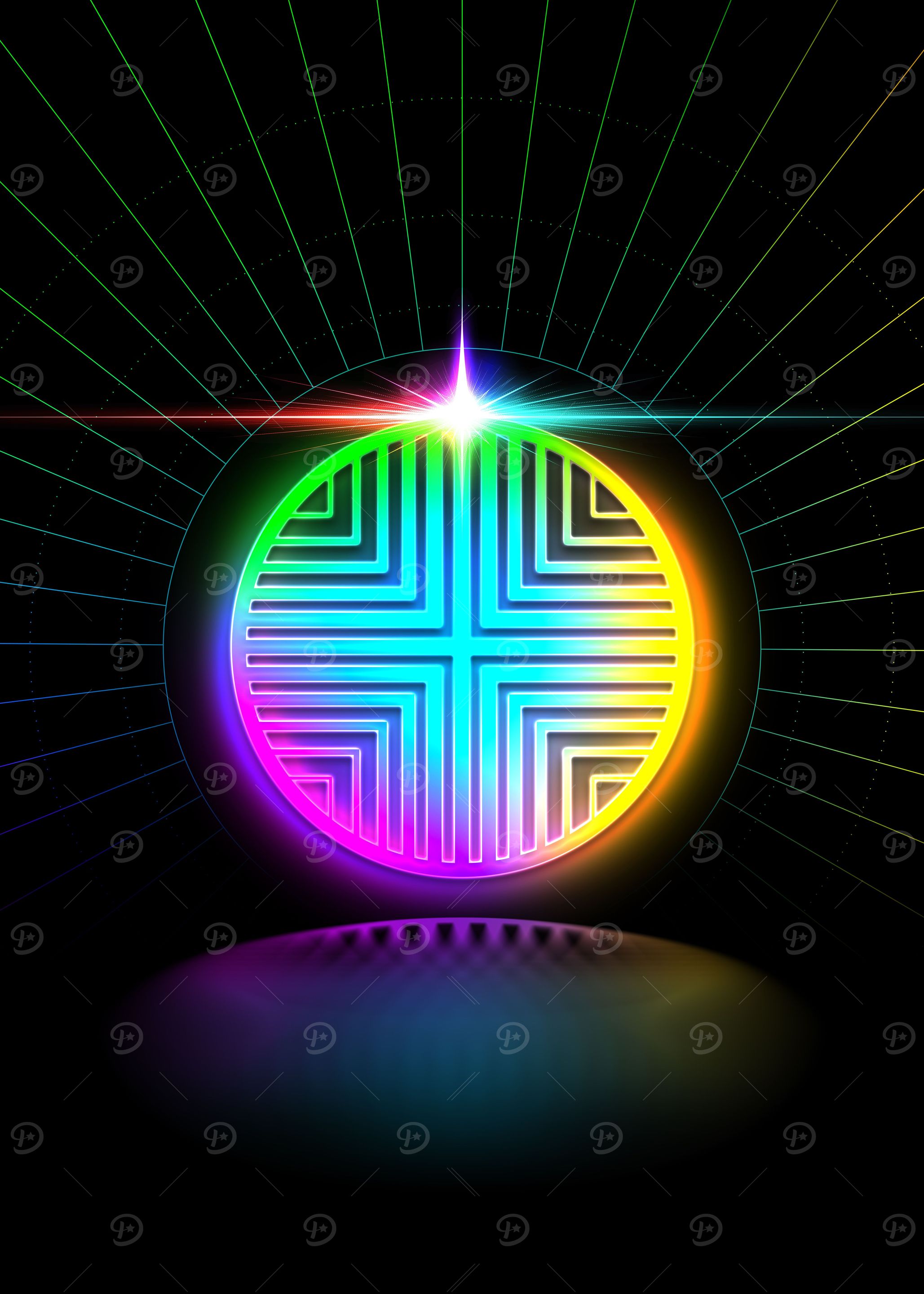 Neon Geometric Glyph Sign