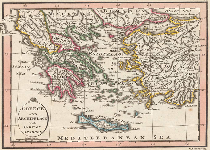 Old map of Greece