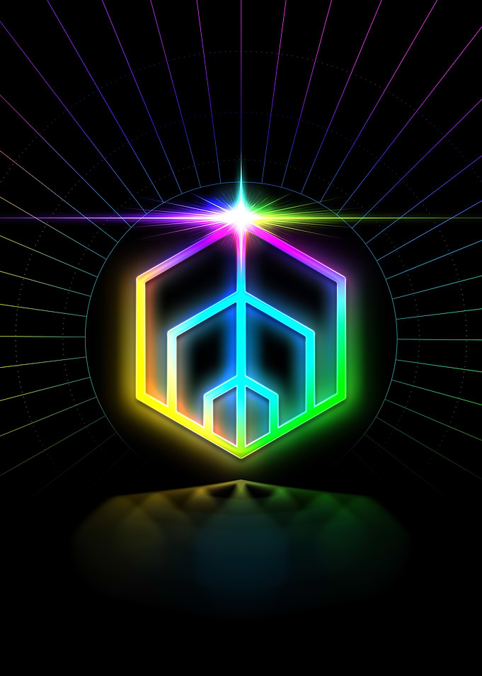 Neon Geometric Glyph Sign