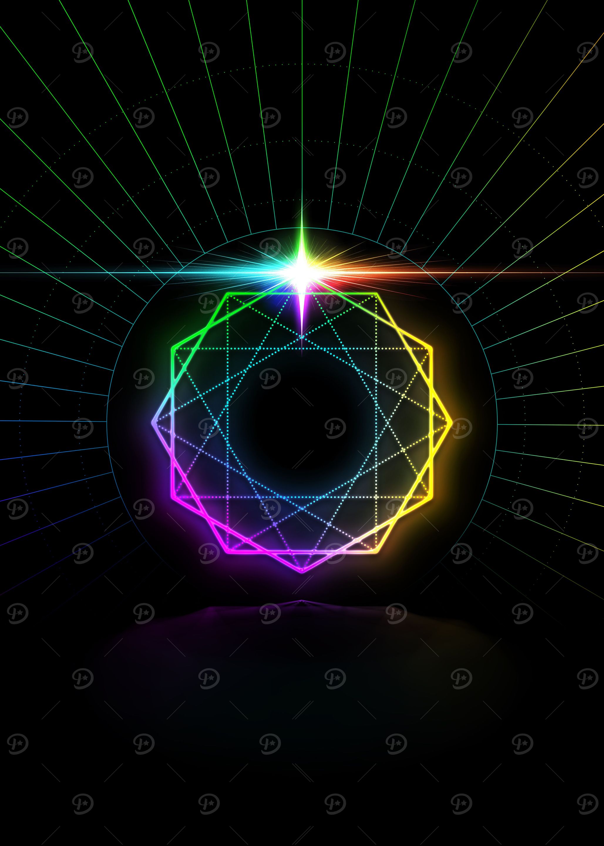 Neon Geometric Glyph Sign