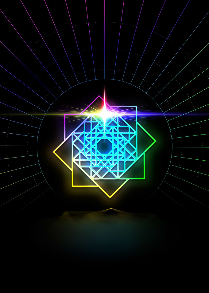 Neon Geometric Glyph Sign