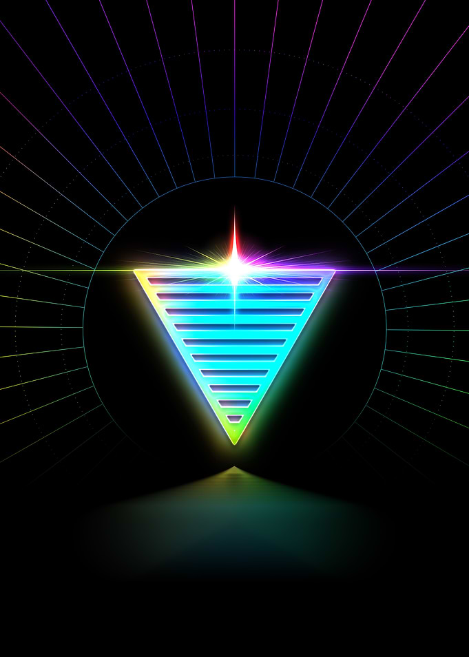 Neon Geometric Glyph Sign