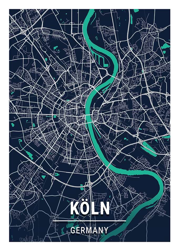 Koeln Cologne City Map
