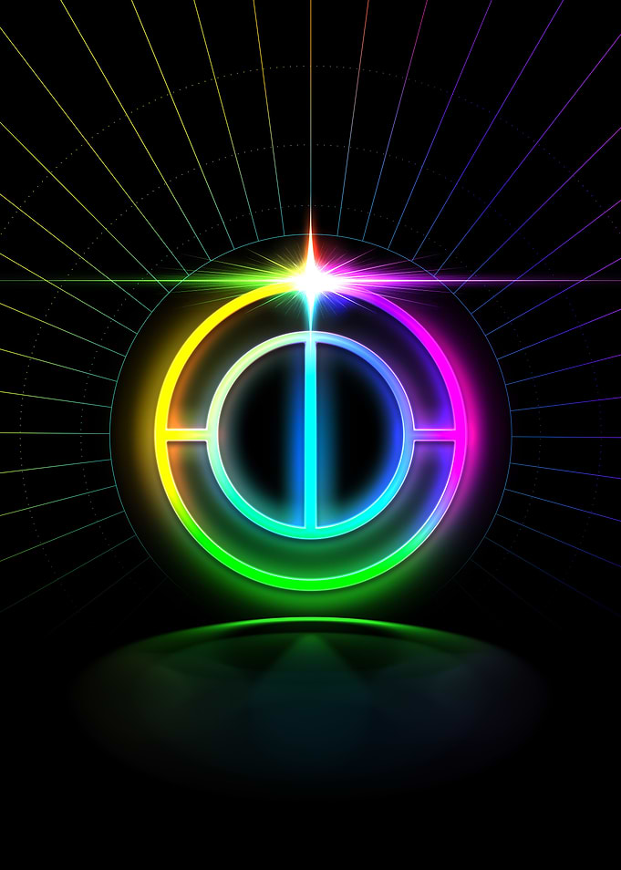 Neon Geometric Glyph Sign