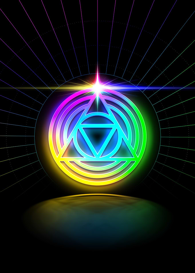 Neon Geometric Glyph Sign
