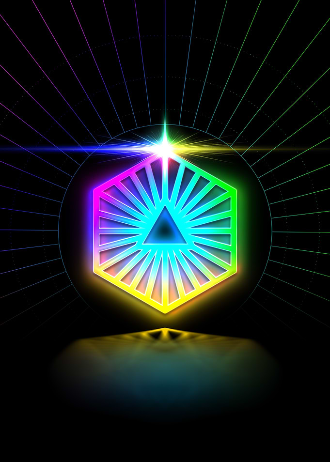 Neon Geometric Glyph Sign