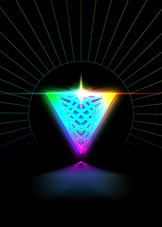 Neon Geometric Glyph Sign