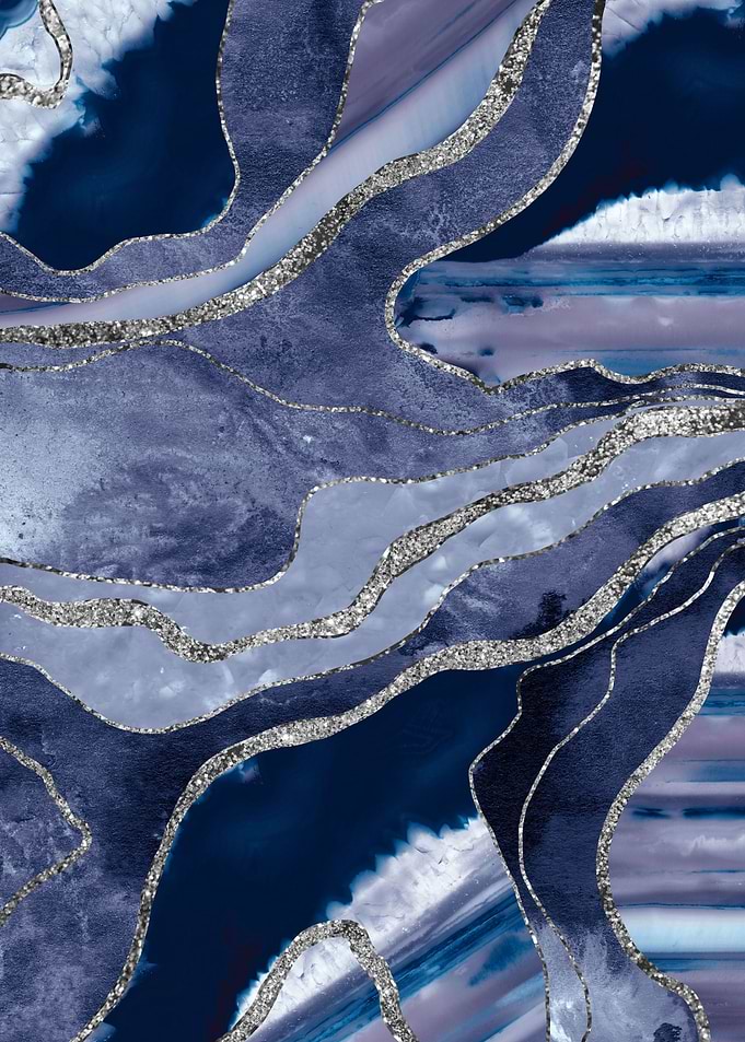 Blue Marble Agate Silver 1