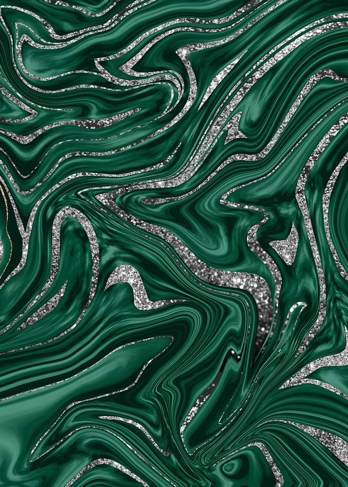 Green Black Silver Marble