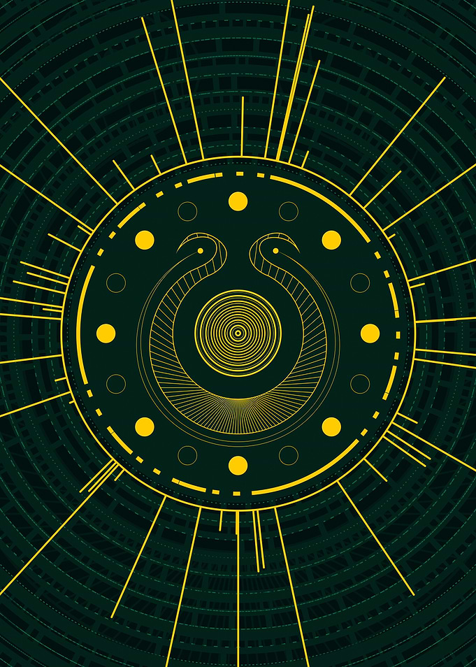 Yellow Glyph Mandala Rune