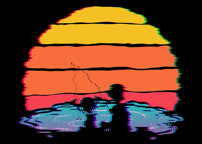 Father Son Fishing Retro