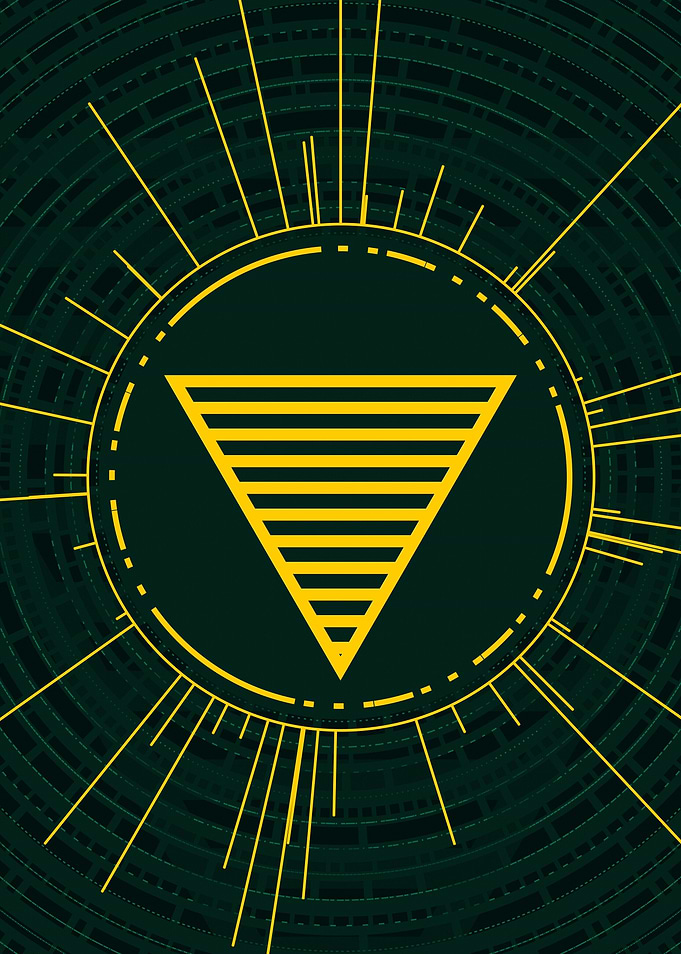 Gold Geometric Glyph Sign