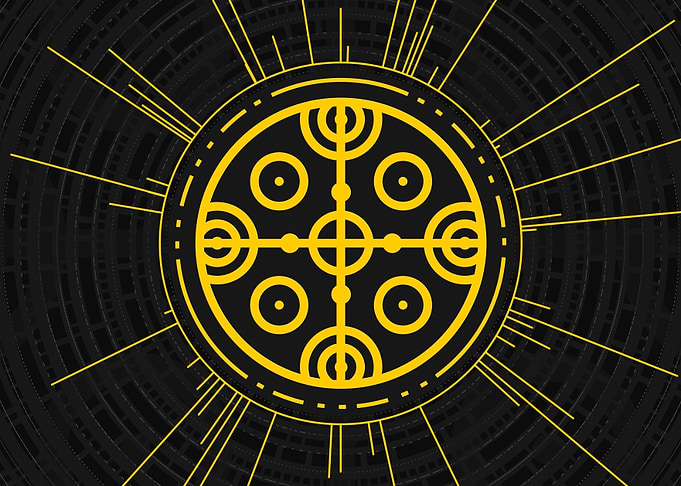 Gold Geometric Glyph Sign