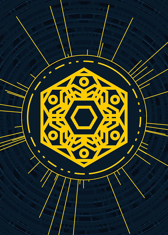 Gold Geometric Glyph Sign