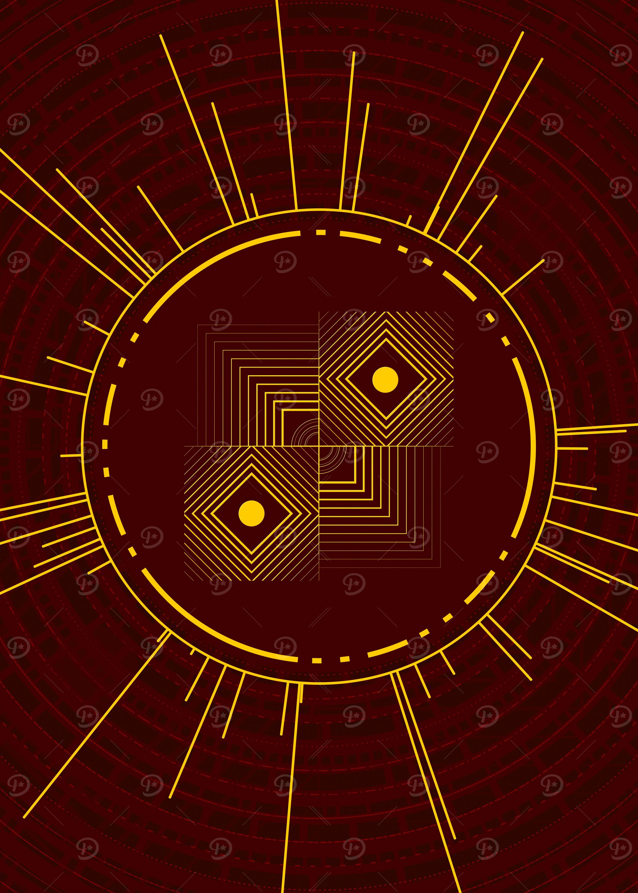 Gold Sacred Geometry Glyph