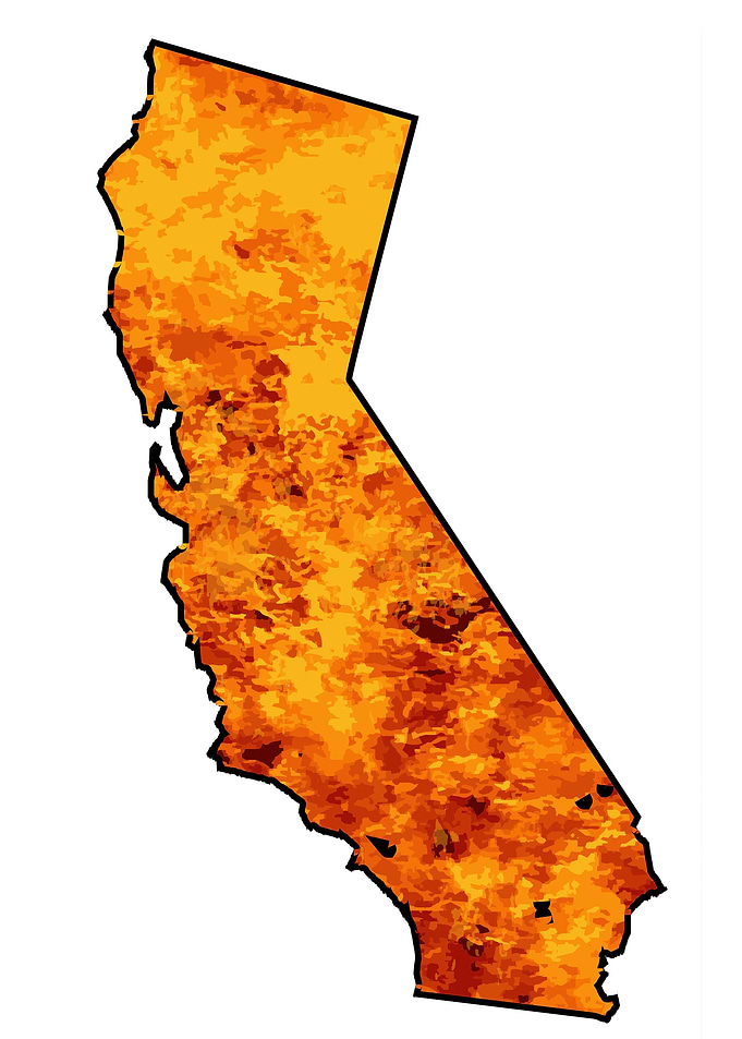 California Map With Flames