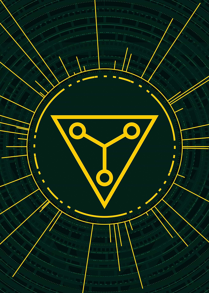 Gold Geometric Glyph Sign