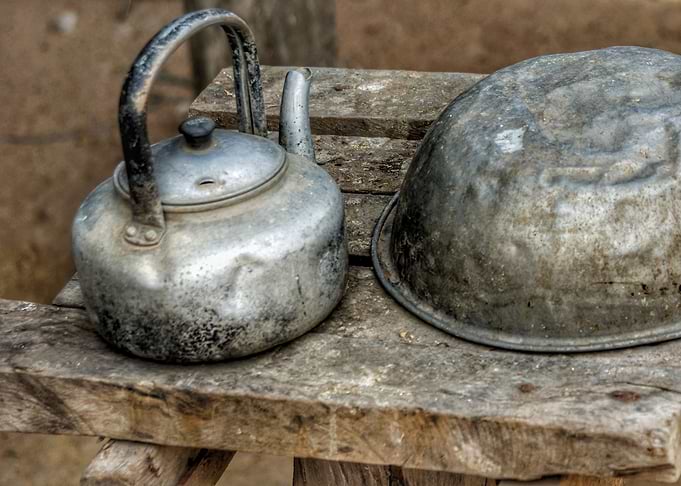 Used utensils of the poor