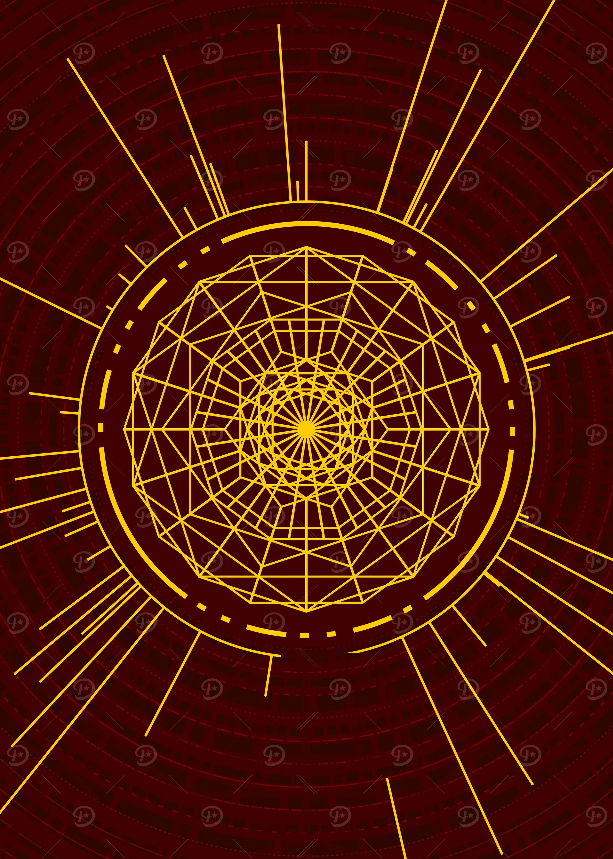 Gold Geometric Glyph Sign