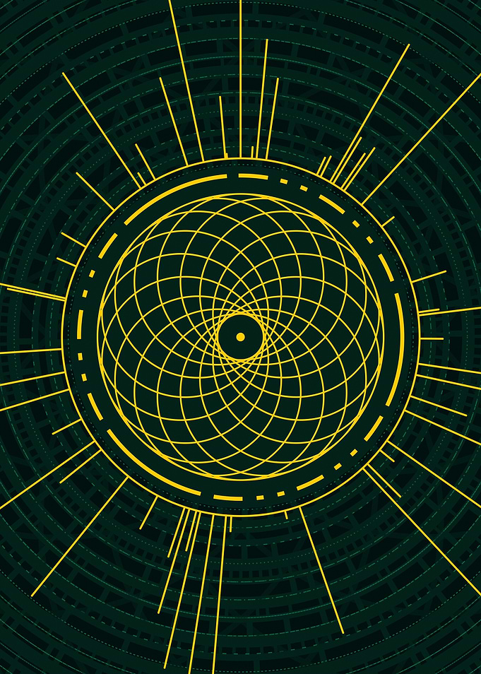 Gold Geometric Glyph Sign
