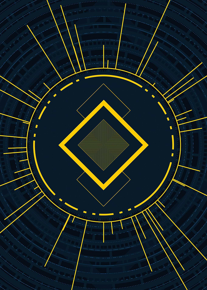 Gold Geometric Glyph Sign