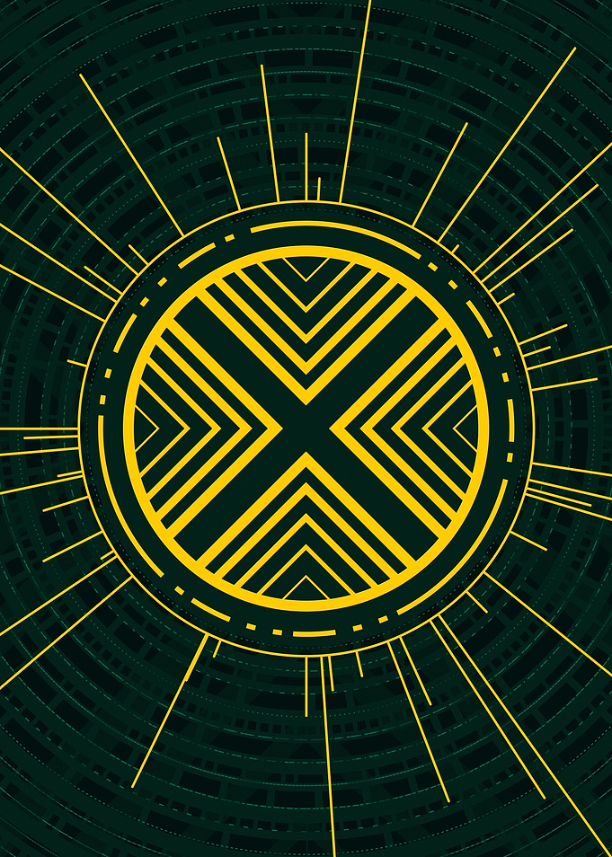 Gold Geometric Glyph Sign
