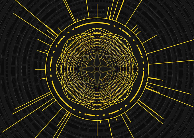 Gold Geometric Glyph Sign