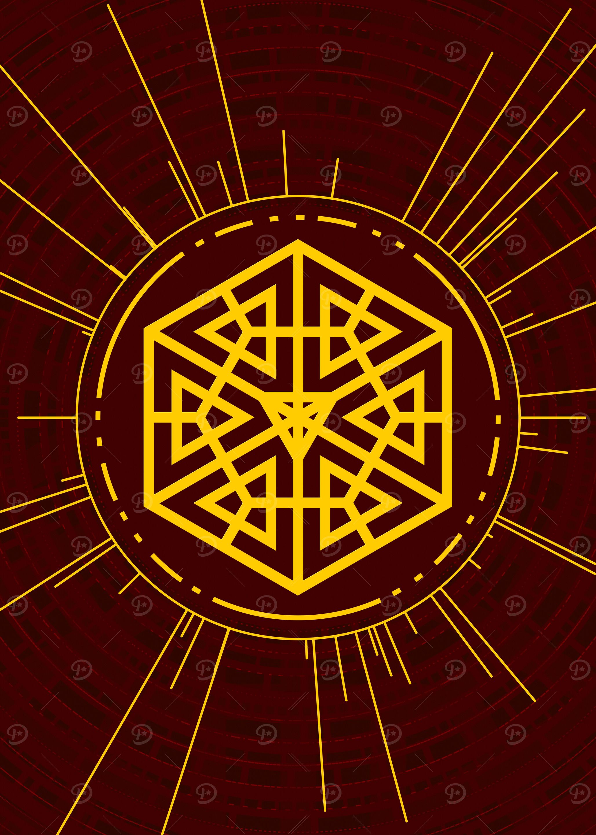 Gold Sacred Geometry Glyph