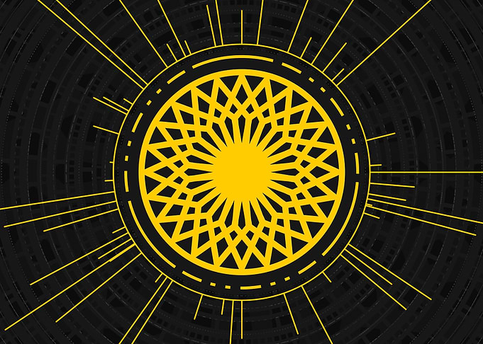 Gold Geometric Glyph Sign
