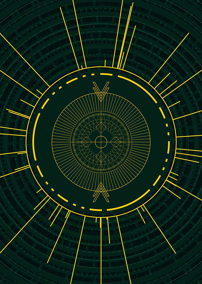 Gold Geometric Glyph Sign