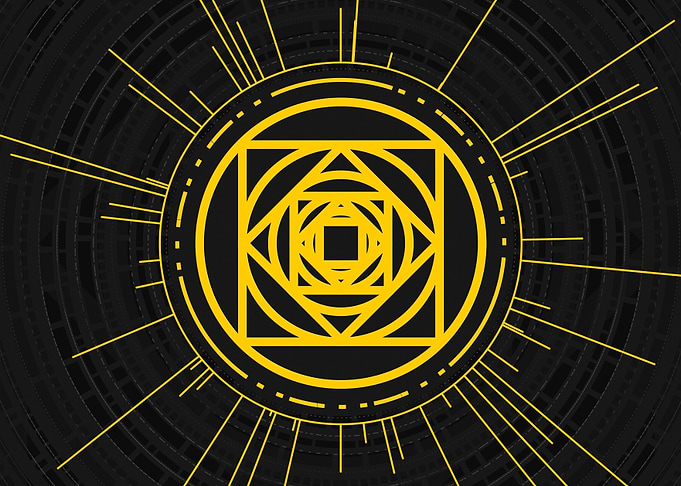 Gold Geometric Glyph Sign