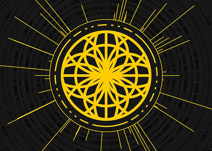 Gold Geometric Glyph Sign