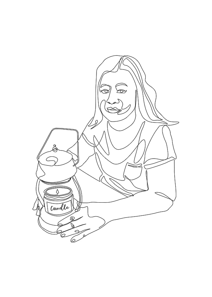 One line art woman