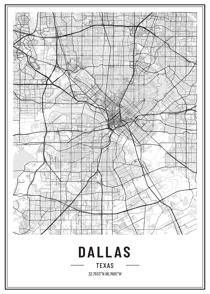 Dallas Texas USA map