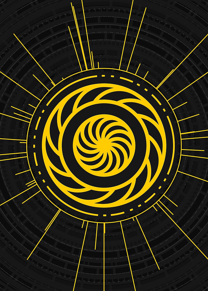 Gold Geometric Glyph Sign